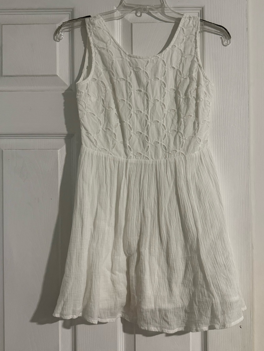 White 100% Cotton Gauze Eyelet Bodice Skater Dress